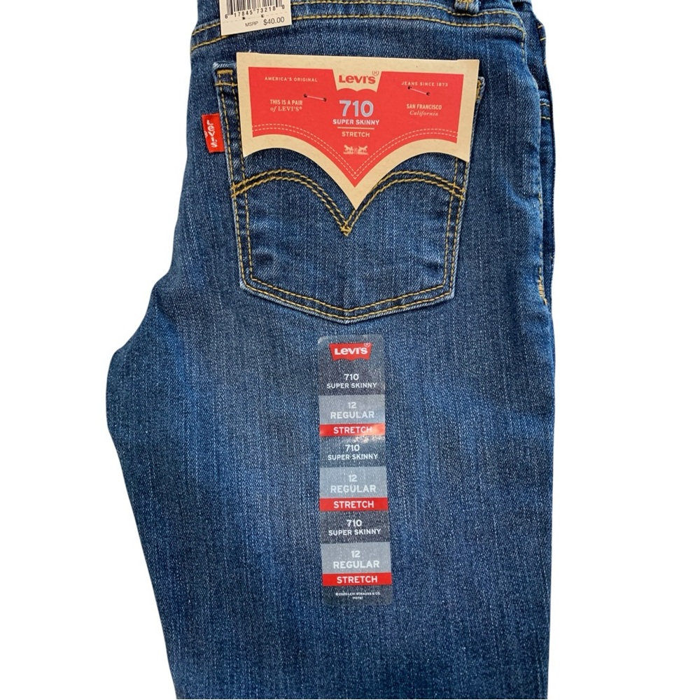 Levi’s 710 Super Skinny Stretch Adjustable Waist Girl New 12 Regular New